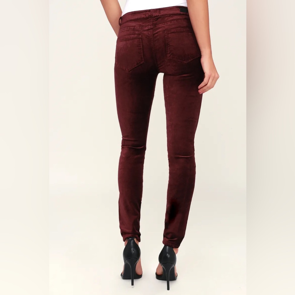 Paige Verdugo Velvet Jeans in Burgundy